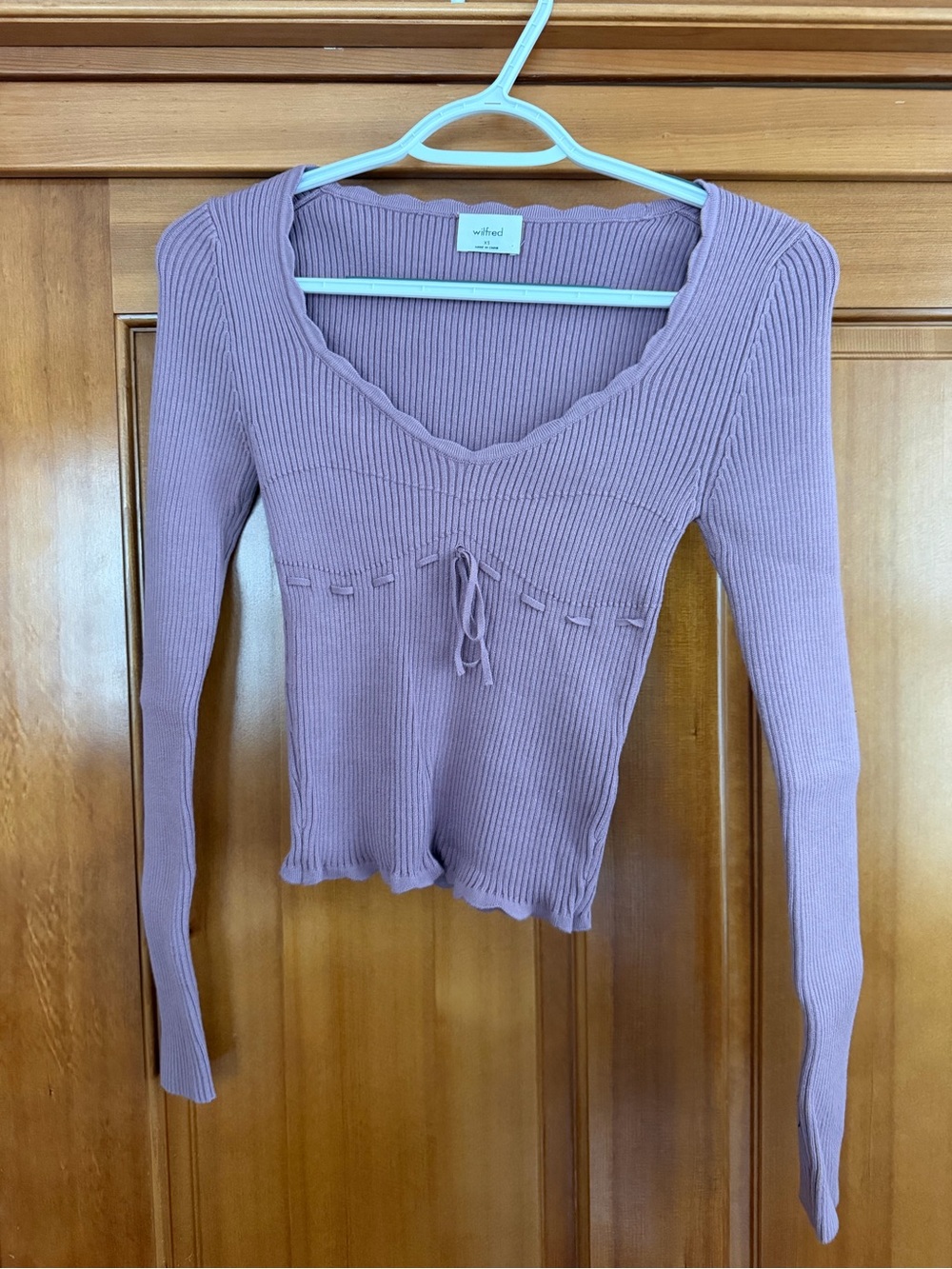 Aritzia Ribbed Long-Sleeve V-Neck Top